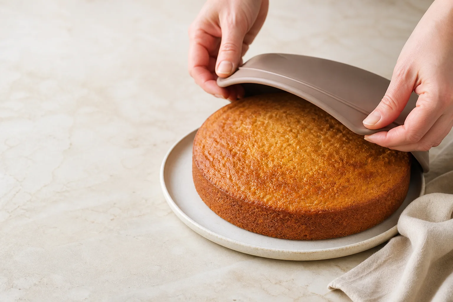 Gâteau démoulé délicatement d'un moule silicone